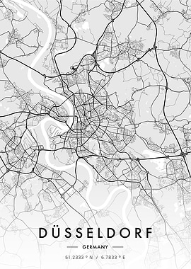 Dusseldorf City Map White