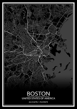 Boston Black Map