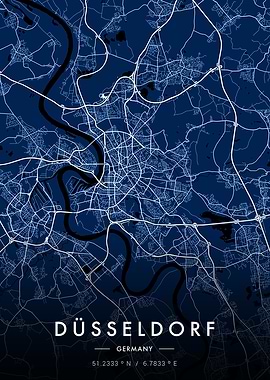 Dusseldorf City Map Blue