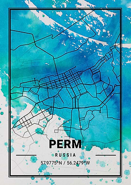 Perm Antlia Watercolor Map