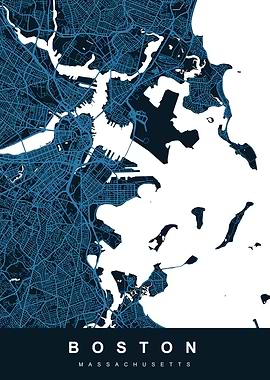 BOSTON Map Massachusetts