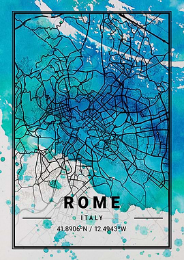 Rome Antlia Watercolor Map