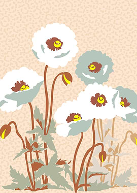 Cozy botanical poppies