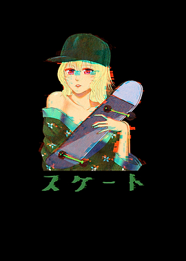 Girl and skateboard for
