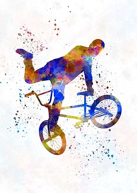 Watercolor bmx cyclist