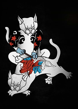 cat tattoo tebori