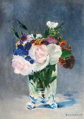 Flowers in a Crystal Vase
