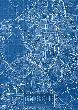 Madrid City Map Blueprint