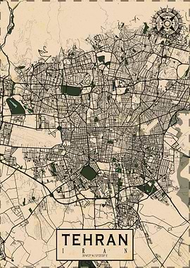 Tehran City Map Vintage