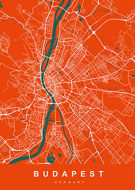 BUDAPEST Map Hungary