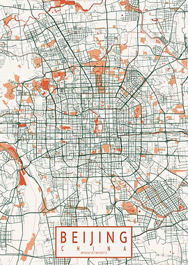 Beijing City Map Bohemian