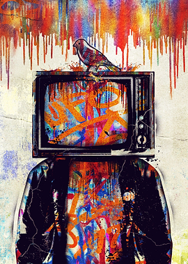 TV Head street art