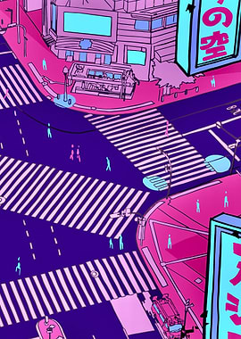 Japan street vaporwave 90s