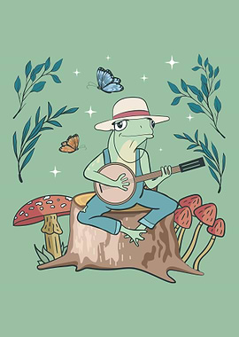 Cottagecore Frog Banjo