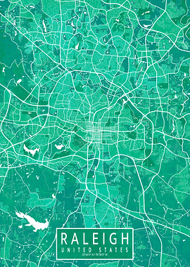 Raleigh Map Watercolor