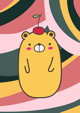 Cute Abstract Cherry Bear