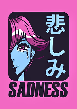 Anime sad girl vapor wave
