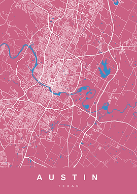 AUSTIN City Map Texas USA