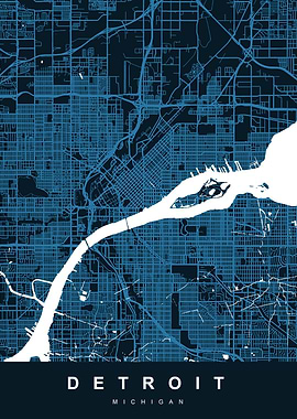 DETROIT Map MICHIGAN USA
