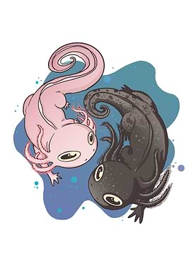 Cute Axolotl couple lovers