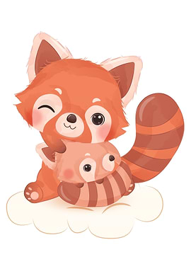 Cute fox mother and baby f