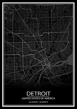 Detroit Black Map