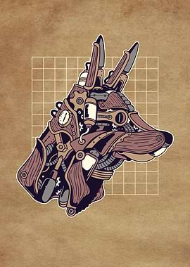 Steampunk vintage wolf ace