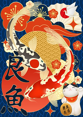 koi fish japan pop art