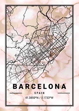 Barcelona City Map Spain