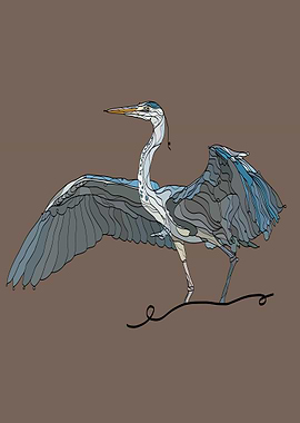 Grey heron illustration