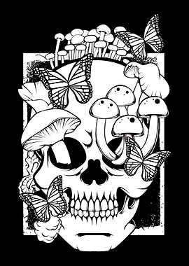 Mushrooms Skull Nature Fun
