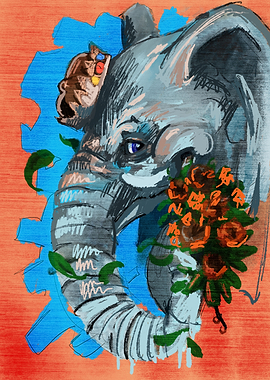 Elephant with flowers