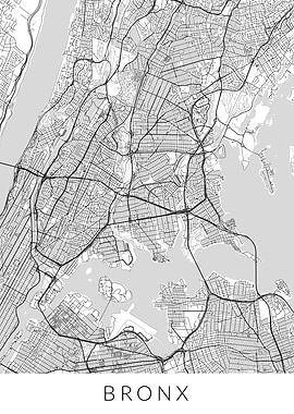 New York Bronx White Map