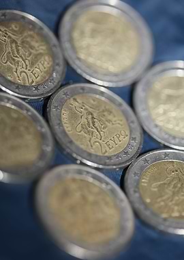 European 2 euro coin macro