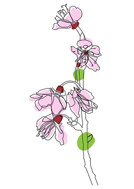 Flower pink one line art
