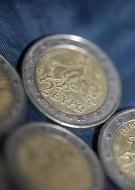 European 2 euro coin macro