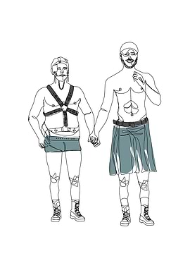 Two sexy Men one line art