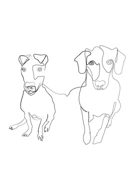 Double Dog One LIne Art