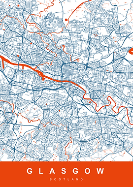 GLASGOW Map Scotland UK