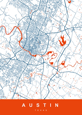 AUSTIN Map Texas USA
