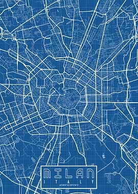 Milan City Map Blueprint