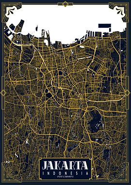 Jakarta City Map Art Deco