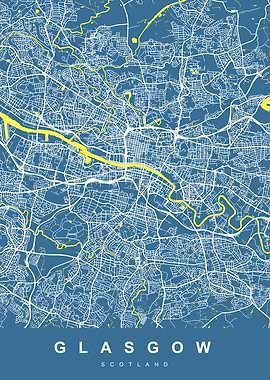 GLASGOW Map Scotland UK