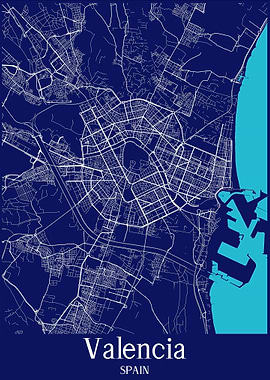 Valencia City Map Spain