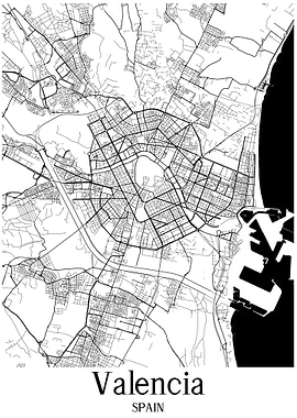 Valencia City Map Spain