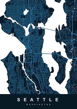 SEATTLE Map WASHINGTON USA