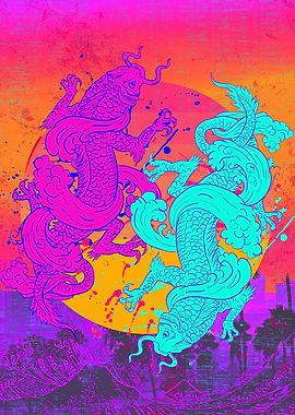 Vaporwave Japanese Koi