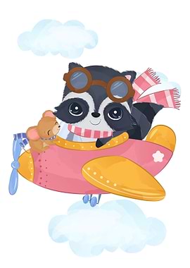Little raccoon as a pilot