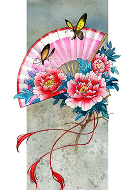 Japanese pink fan