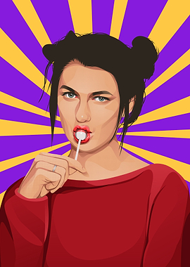 Pop comic style cute woman